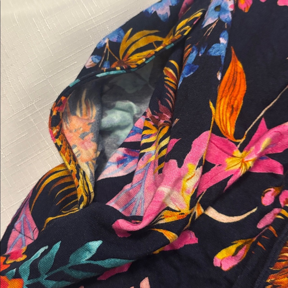 Soma Cool Nights kimono-style wrap robe Blooming Tropical Navy pattern SZ L/XL - Picture 11 of 11
